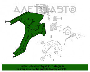 Aripa din spate dreapta a un sfert de Lincoln MKX 16-