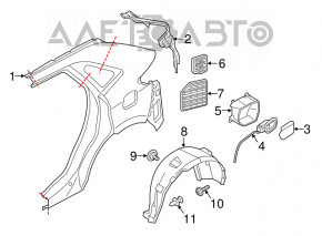 Aripa din spate dreapta a un sfert de Lincoln MKX 16-