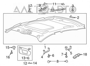 Manerul plafonului din spate stânga Lincoln MKZ 13-16