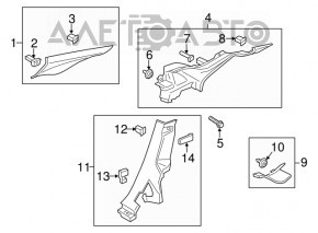 Capac spate dreapta superioara Lincoln MKZ 13-16 bej, asamblata, pentru curatare.