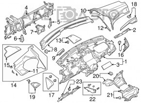 Panoul frontal al torpilei fără AIRBAG Lincoln MKZ 13-16 negru, inserții din lemn, cadru rupt.