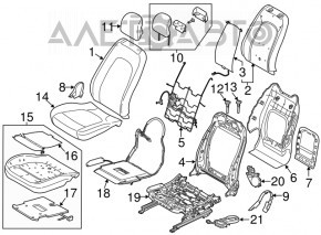 Scaun de pasager Lincoln MKZ 13-16 cu airbag, electric, încălzire, piele neagră.