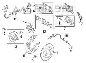 Rulmentul roții din spate dreapta pentru Ford Fusion mk5 17-20 AWD este ruginit.