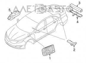 Ключ Lincoln MKZ 13-16 smart, 5 кнопок, потемнел, полез хром