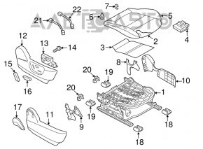 Scaun de pasager Mazda 6 13-15 fără airbag, grand touring, electric, piele neagră cu cusături roșii, de top