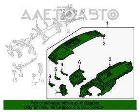 Panoul frontal al torpilei fără AIRBAG Mazda CX-9 16- negru