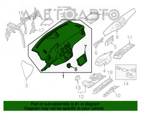 Panoul frontal al torpilei fără AIRBAG Mercedes CLA 14-19 negru cu inserție argintie