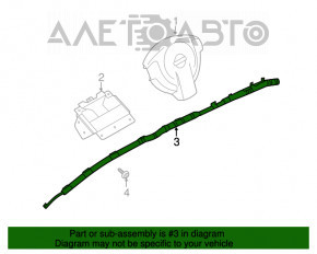 Perna de siguranță airbag, cortina laterală dreapta Nissan Rogue 14-20, cartuș ruginiu