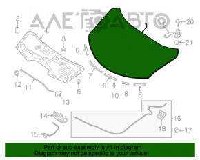 Capota asamblată Nissan Rogue 14-20 argintie K23, aluminiu, lovitură