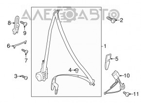 Centura de siguranță pentru pasageri Porsche Cayenne 958 11-14, neagră.