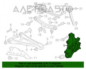 Butucul cu flanșa spate stânga Porsche Cayenne 958 11-17, butucul ruginit.