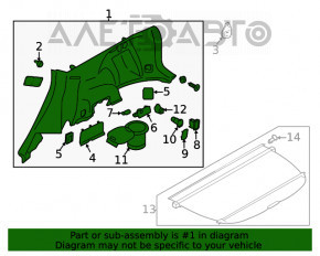 Capacul arcului stâng Subaru Forester 14-18 SJ negru, zgârieturi, fără dop de protecție