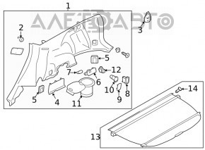 Capacul arcului stâng Subaru Forester 14-18 SJ negru, zgârieturi, fără dop de protecție