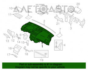 Торпедо передняя панель с AIRBAG Subaru Forester 14-18 SJ черная, трещина