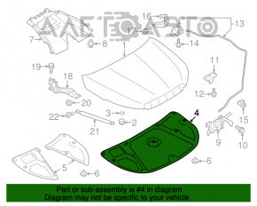 Izolarea capotei Subaru Forester 14-18 SJ are îndoituri și fixări stricate.