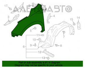 Aripa dreapta fata Subaru Forester 14-18 SJ rosie H2Q, indoita de-a lungul usii 5/10