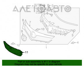 Grila inferioară a bara frontală Toyota Avalon 13-15 pre-restilizare, zgârieturi.