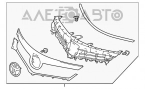 Grila radiatorului Toyota Avalon 13-15 hibrid, cu emblema, nisip