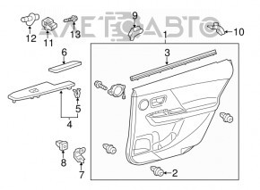 Обшивка двери карточка задняя левая Toyota Prius V 12-17 кожа серая, потертости