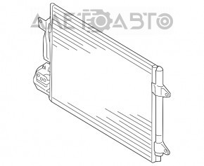 Radiatorul condensatorului de aer condiționat VW Jetta 11-18 SUA 2.5, 2.0 este zdrobit, celulele sunt lovite.