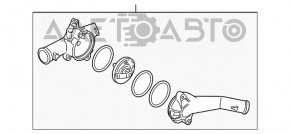 Corpul termostatului VW Passat b7 12-15 SUA 2.5 are marginea ruptă.