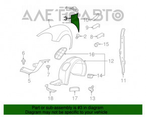 Capacul aripii din față stânga pentru VW Beetle 12-19