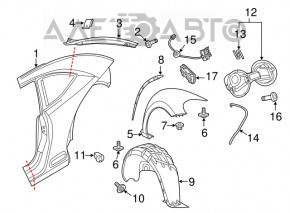 Aripa spate stânga VW Beetle 12-19 argintiu LA7W.