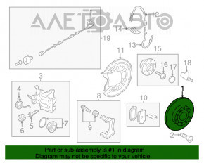 Placă de frână spate stânga VW Jetta 11-18 SUA 250/10mm ruginită.