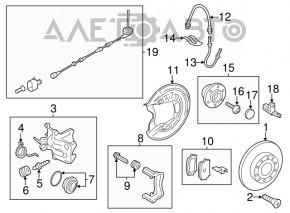 Placă de frână spate stânga VW Jetta 11-18 SUA 250/10mm ruginită.