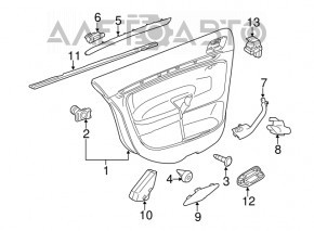 Capacul usii, cartela din spate dreapta VW Jetta 11-18 USA negru cu insertii gri