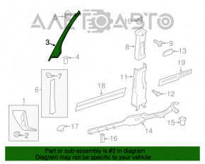 Capacul stâlpului frontal stâng VW Jetta 11-18 SUA gri, pentru curățare chimică.