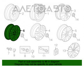 Janta roata R16 VW Jetta 11-18 USA tip 1 bordura usoara, vopsita