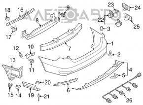 Amplificatorul de bara spate VW Jetta 11-18 SUA ruginit.