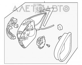 Oglindă laterală dreapta VW Jetta 11-18, 6 pini, semnalizator, argintie.