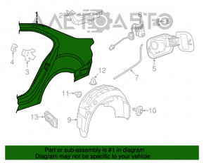 Montare aripa spate dreapta VW Jetta 11-18 SUA, neagra, bare