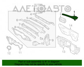 Grila stergatoarelor din plastic stanga VW Jetta 11-18 SUA tip 2