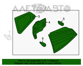 Lampa interioară de pe capacul portbagajului dreapta VW Jetta 11-14 SUA are o fisură.