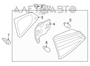 Lampa interioară de pe capacul portbagajului dreapta VW Jetta 11-14 SUA are o fisură.