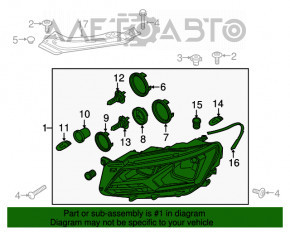 Far stânga față VW Passat b8 16-19 USA halogen