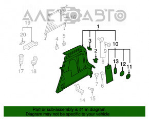 Capacul arcului drept VW Tiguan 09-17 negru, zgârieturi