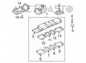 Plafonul de iluminare frontal pentru VW Tiguan 09-17 fără plafon panoramic, argintiu, cu 4 compartimente, cu zgârieturi