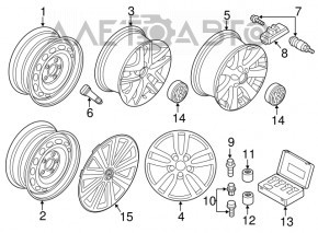 Roată de 16 inch pentru VW Tiguan 09-17, tip 1, cu bordură.