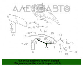 Cablu de deschidere a capotei VW Tiguan 09-17, parte lungă spate, nou, original OEM