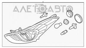 Farul din față dreapta Hyundai Elantra 11-14, gol, halogen, model pre-restilizare, păianjen pe geam.