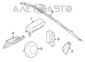 Perna de siguranță airbag și cortina laterală stângă pentru Ford Mustang mk6 15-17 cupe