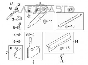 Capac prag interior stânga Ford Mustang mk6 15- negru