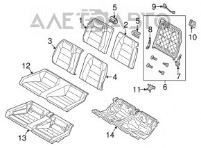 Rândul din spate al scaunelor, al doilea rând Ford Mustang mk6 15- coupe, material textil inferior