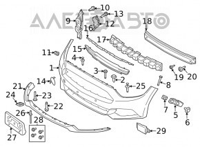 Крепление переднего бампера правое Ford Mustang mk6 15-17