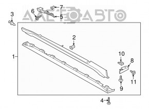 Pragul stâng Ford Mustang mk6 15- nou, neoriginal, cu clipsuri