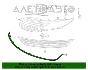 Moldura grilei inferioare a bara de protecție față Lincoln MKZ 13-16, negru, curbată